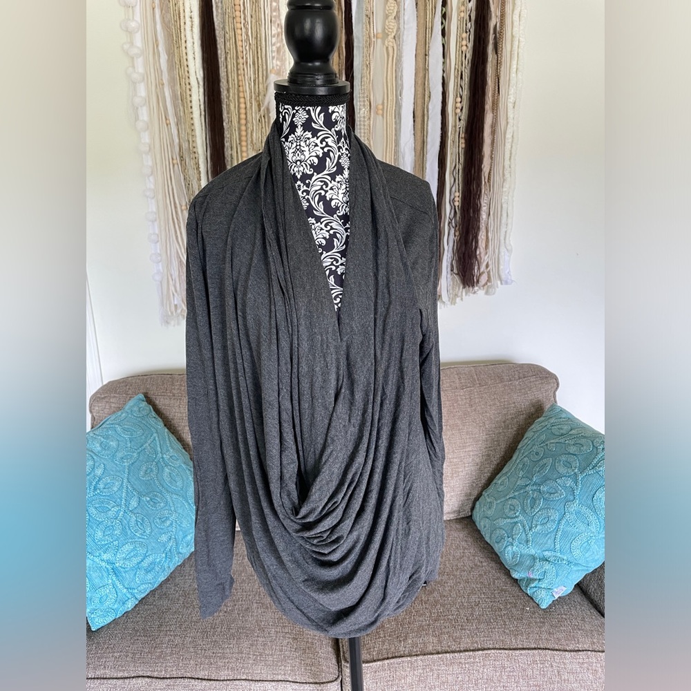 ENCIRCLED 🇨🇦 The Everyday Twist Top Women’s SZ L 💥 GREY 💥 Travel Cardigan Duster - Picture 3 of 17